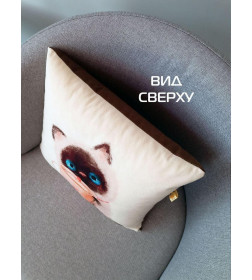 Подушка декоративная "Котик и кофеек" 33x33 см (молочный, бирюзовый, коричневый) MATEX FLUFFY 62-356