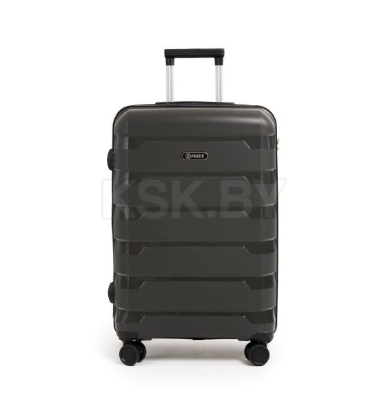 Чемодан на колесах Pride PP9602 серый,M(средний),67х41х28(+5) см, 75 л. Полипропилен, 4 колеса (Pride PP9602 серый,M) 