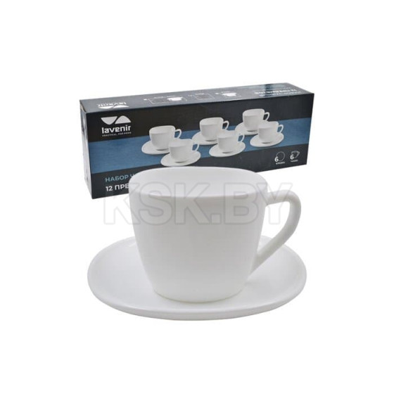 Чайный набор (12пр.) 210 мл FXB210-12 WHITE стеклокерамика Lavenir (99217) 