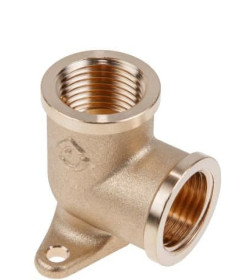 Угольник  1/2" вн/вн, с креплением, латунь,  AV Engineering (инд. упак.)