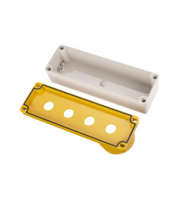 Корпус КП104 c козырьком для кнопок, 4 места, ABS желтый, IP66 TDM SQ0705-0014