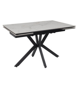 Стол AV 2111, МДФ+керамика, раздвижной 1200 (1800)*800 натуральный, глянцевый GOLD JADE/черный