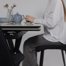 Стол AV 2111, МДФ+керамика, раздвижной 1200 (1800)*800 натуральный, глянцевый GOLD JADE/черный (119670) 