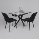 Стол AV 2111, МДФ+керамика, раздвижной 1200 (1800)*800 натуральный, глянцевый GOLD JADE/черный (119670) 