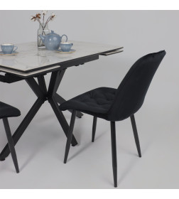 Стол AV 2111, МДФ+керамика, раздвижной 1200 (1800)*800 натуральный, глянцевый GOLD JADE/черный