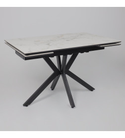 Стол AV 2111, МДФ+керамика, раздвижной 1200 (1800)*800 натуральный, глянцевый GOLD JADE/черный