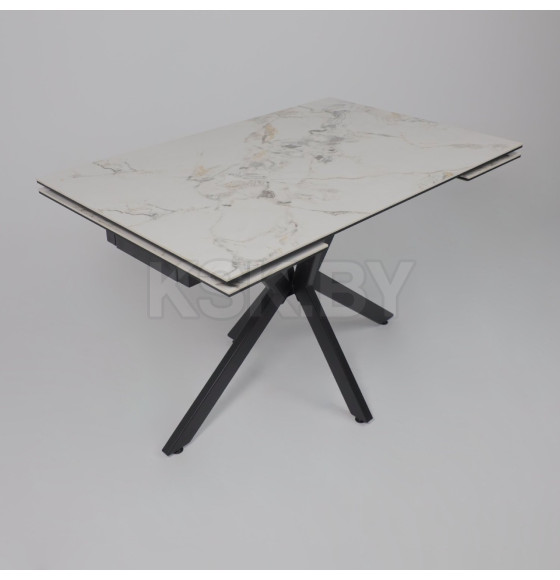 Стол AV 2111, МДФ+керамика, раздвижной 1200 (1800)*800 натуральный, глянцевый GOLD JADE/черный (119670) 