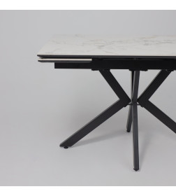 Стол AV 2111, МДФ+керамика, раздвижной 1200 (1800)*800 натуральный, глянцевый GOLD JADE/черный