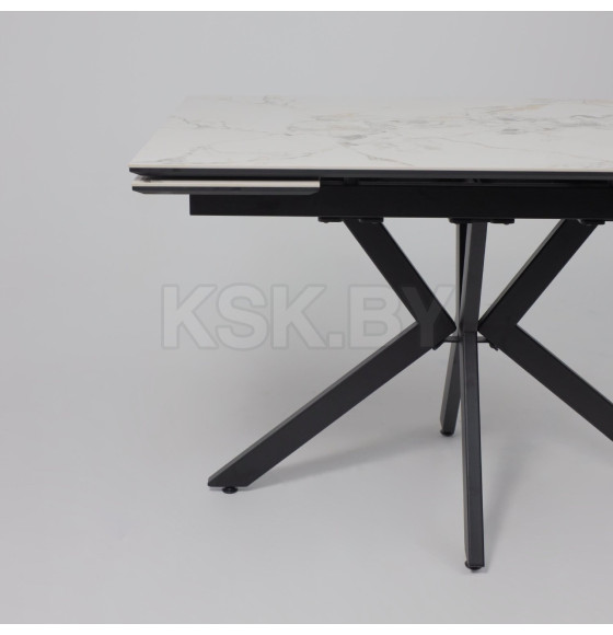 Стол AV 2111, МДФ+керамика, раздвижной 1200 (1800)*800 натуральный, глянцевый GOLD JADE/черный (119670) 