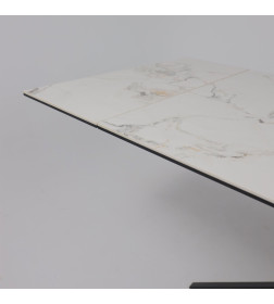 Стол AV 2111, МДФ+керамика, раздвижной 1200 (1800)*800 натуральный, глянцевый GOLD JADE/черный