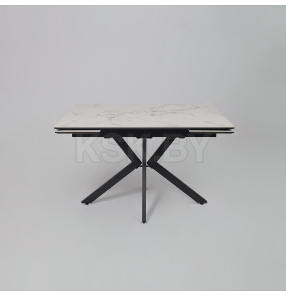 Стол AV 2111, МДФ+керамика, раздвижной 1200 (1800)*800 натуральный, глянцевый GOLD JADE/черный (119670) 