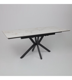 Стол AV 2111, МДФ+керамика, раздвижной 1200 (1800)*800 натуральный, глянцевый GOLD JADE/черный