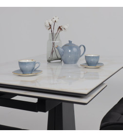 Стол AV 2119, МДФ+керамика, раздвижной 1200 (1800)*800 белый, глянцевый CARLA LARKIN /черный