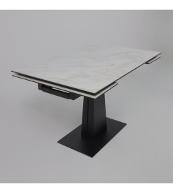 Стол AV 2119, МДФ+керамика, раздвижной 1200 (1800)*800 белый, глянцевый CARLA LARKIN /черный