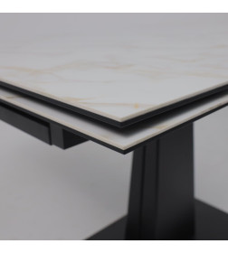 Стол AV 2119, МДФ+керамика, раздвижной 1200 (1800)*800 белый, глянцевый CARLA LARKIN /черный