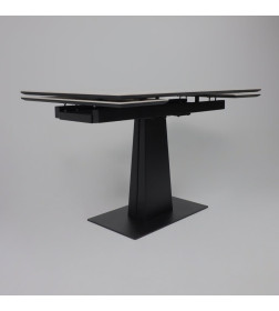 Стол AV 2119, МДФ+керамика, раздвижной 1200 (1800)*800 натуральный, глянцевый GOLD JADE/черный