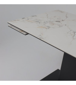 Стол AV 2119, МДФ+керамика, раздвижной 1200 (1800)*800 натуральный, глянцевый GOLD JADE/черный