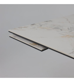 Стол AV 2119, МДФ+керамика, раздвижной 1200 (1800)*800 натуральный, глянцевый GOLD JADE/черный