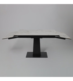 Стол AV 2119, МДФ+керамика, раздвижной 1200 (1800)*800 натуральный, глянцевый GOLD JADE/черный