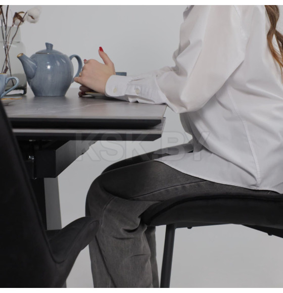 Стол AV 2119, МДФ+керамика, раздвижной 1200 (1800)*800 серый, матовый LARKA GREY/черный (119677) 