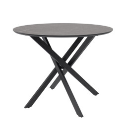 Стол МЕХИКО, пластик премиум 3Д, 950 мм, Камень черный/ Черный матовый