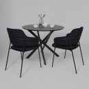 Стол МЕХИКО, пластик премиум 3Д, 950 мм, Камень черный/ Черный матовый (120557) 