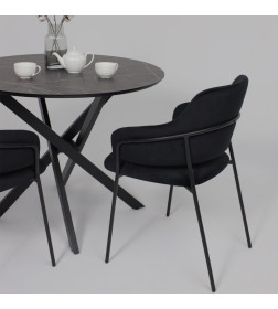 Стол МЕХИКО, пластик премиум 3Д, 950 мм, Камень черный/ Черный матовый