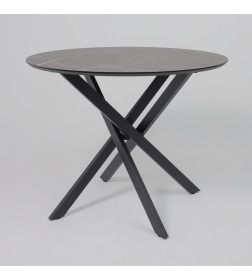 Стол МЕХИКО, пластик премиум 3Д, 950 мм, Камень черный/ Черный матовый