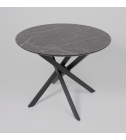 Стол МЕХИКО, пластик премиум 3Д, 950 мм, Камень черный/ Черный матовый