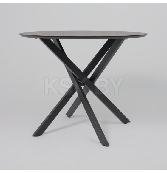 Стол МЕХИКО, пластик премиум 3Д, 950 мм, Камень черный/ Черный матовый (120557) 
