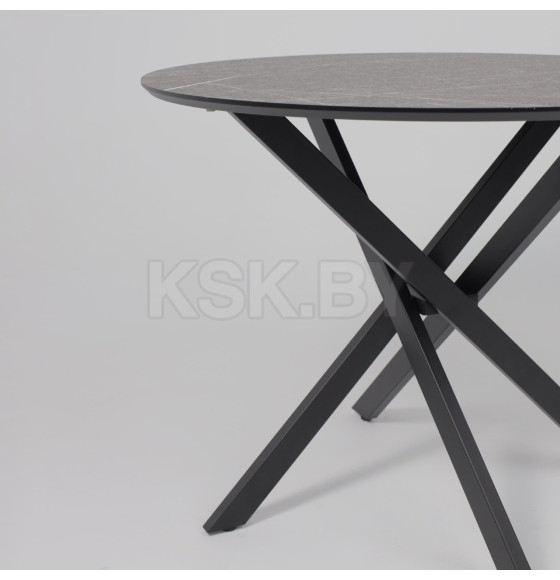 Стол МЕХИКО, пластик премиум 3Д, 950 мм, Камень черный/ Черный матовый (120557) 