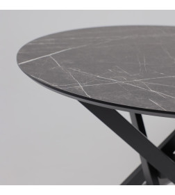 Стол МЕХИКО, пластик премиум 3Д, 950 мм, Камень черный/ Черный матовый