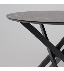 Стол МЕХИКО, пластик премиум 3Д, 950 мм, Камень черный/ Черный матовый
