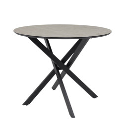 Стол МЕХИКО, пластик премиум 3Д, 950 мм, Мрамор белый/ Черный матовый