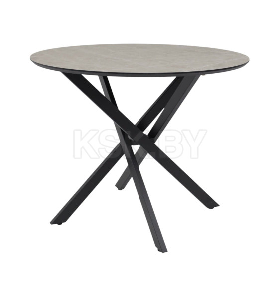 Стол МЕХИКО, пластик премиум 3Д, 950 мм, Мрамор белый/ Черный матовый (120558) 