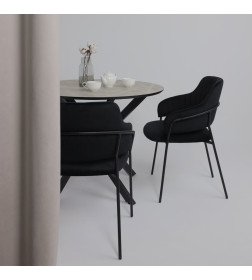 Стол МЕХИКО, пластик премиум 3Д, 950 мм, Мрамор белый/ Черный матовый