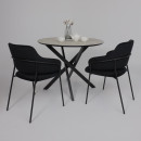 Стол МЕХИКО, пластик премиум 3Д, 950 мм, Мрамор белый/ Черный матовый (120558) 