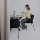 Стол МЕХИКО, пластик премиум 3Д, 950 мм, Мрамор белый/ Черный матовый (120558) 