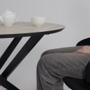 Стол МЕХИКО, пластик премиум 3Д, 950 мм, Мрамор белый/ Черный матовый (120558) 