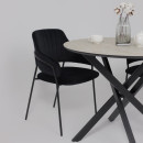 Стол МЕХИКО, пластик премиум 3Д, 950 мм, Мрамор белый/ Черный матовый (120558) 