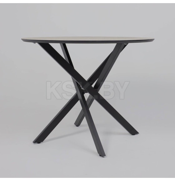 Стол МЕХИКО, пластик премиум 3Д, 950 мм, Мрамор белый/ Черный матовый (120558) 