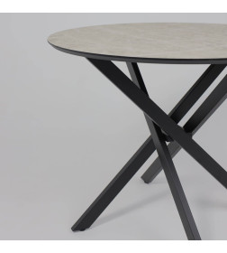 Стол МЕХИКО, пластик премиум 3Д, 950 мм, Мрамор белый/ Черный матовый