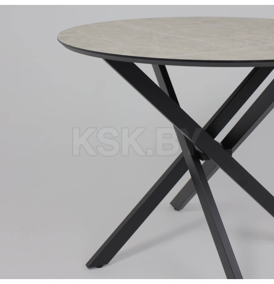 Стол МЕХИКО, пластик премиум 3Д, 950 мм, Мрамор белый/ Черный матовый (120558) 