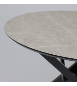 Стол МЕХИКО, пластик премиум 3Д, 950 мм, Мрамор белый/ Черный матовый