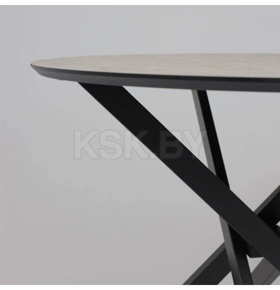 Стол МЕХИКО, пластик премиум 3Д, 950 мм, Мрамор белый/ Черный матовый (120558) 