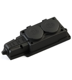 Колодка 2-гнездн. 2К+З IP44 чёрная SE MultiSet