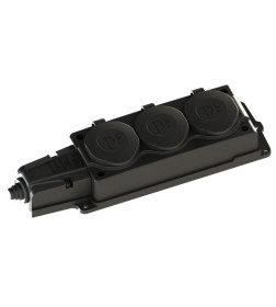 Колодка 3-гнездн. 2К+З IP44 чёрная SE MultiSet