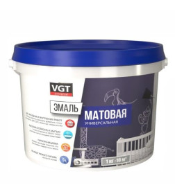 Эмаль VGT ВД-АК-1179 универсальная матовая, черная RAL 9005, 2,5 кг