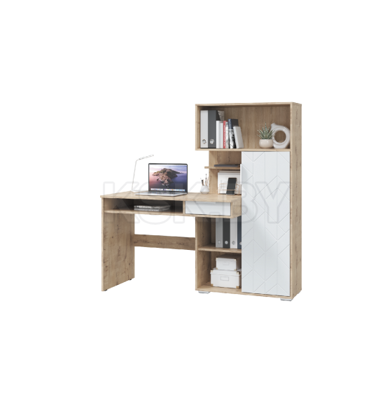 Стол компьютерный "Бэйсик" (дуб бунратти/белый) МЛК 640-0102-021 (640-0102-021) 