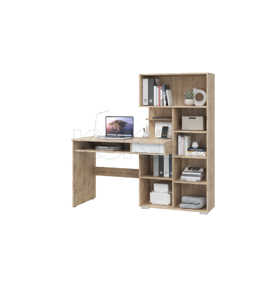 Стол компьютерный "Бэйсик" (дуб бунратти/белый) МЛК 640-0102-021 (640-0102-021) 